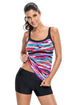 Stylish Fuzzy Rainbow Tankini Swim Top